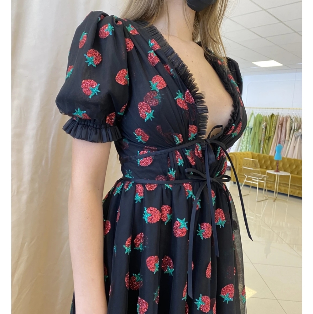 Lirkia Matoshi- Black Strawberry Dress
